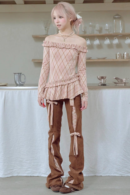 Corduroy Patchwork Flared Pants