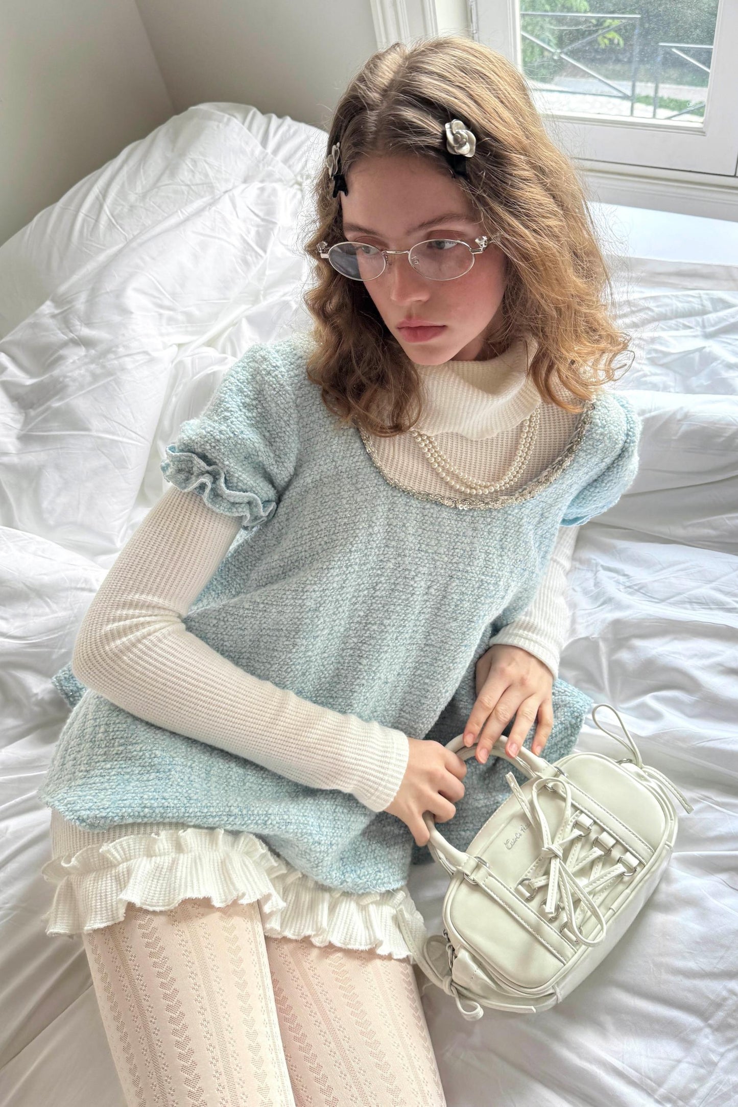 Tweed Bow-Detail Two-Piece Set