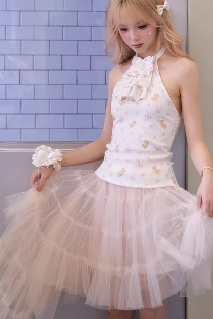 Peach Pink Puffy Skirt