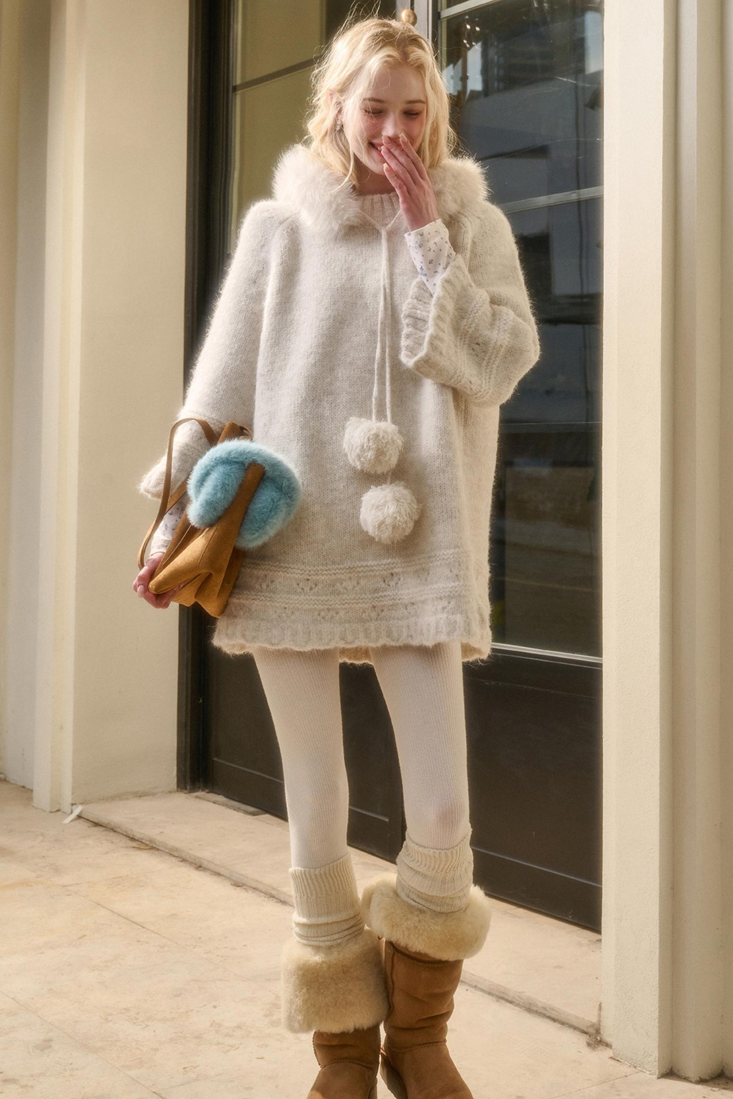 Elegant Hooded Wool Cape Coat