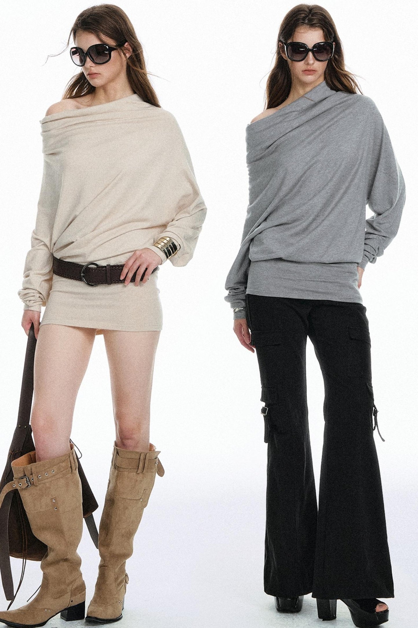 Lazy Style Off-The-Shoulder Knitted Dress