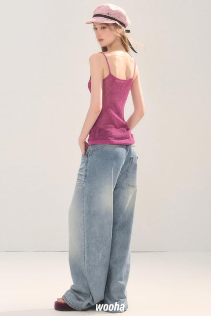 Vintage Distressed Wide-Leg Jeans