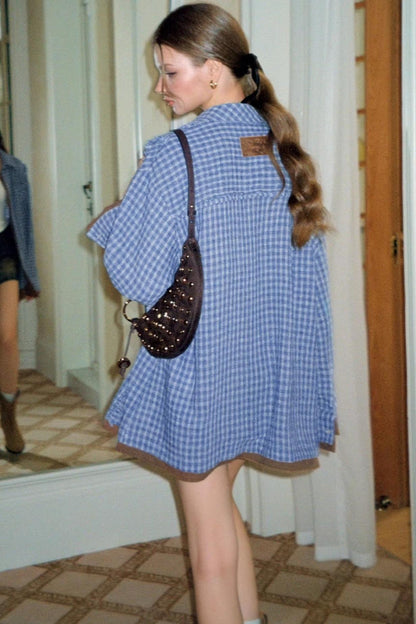 Contrast Fake Two-Piece loose Shirt