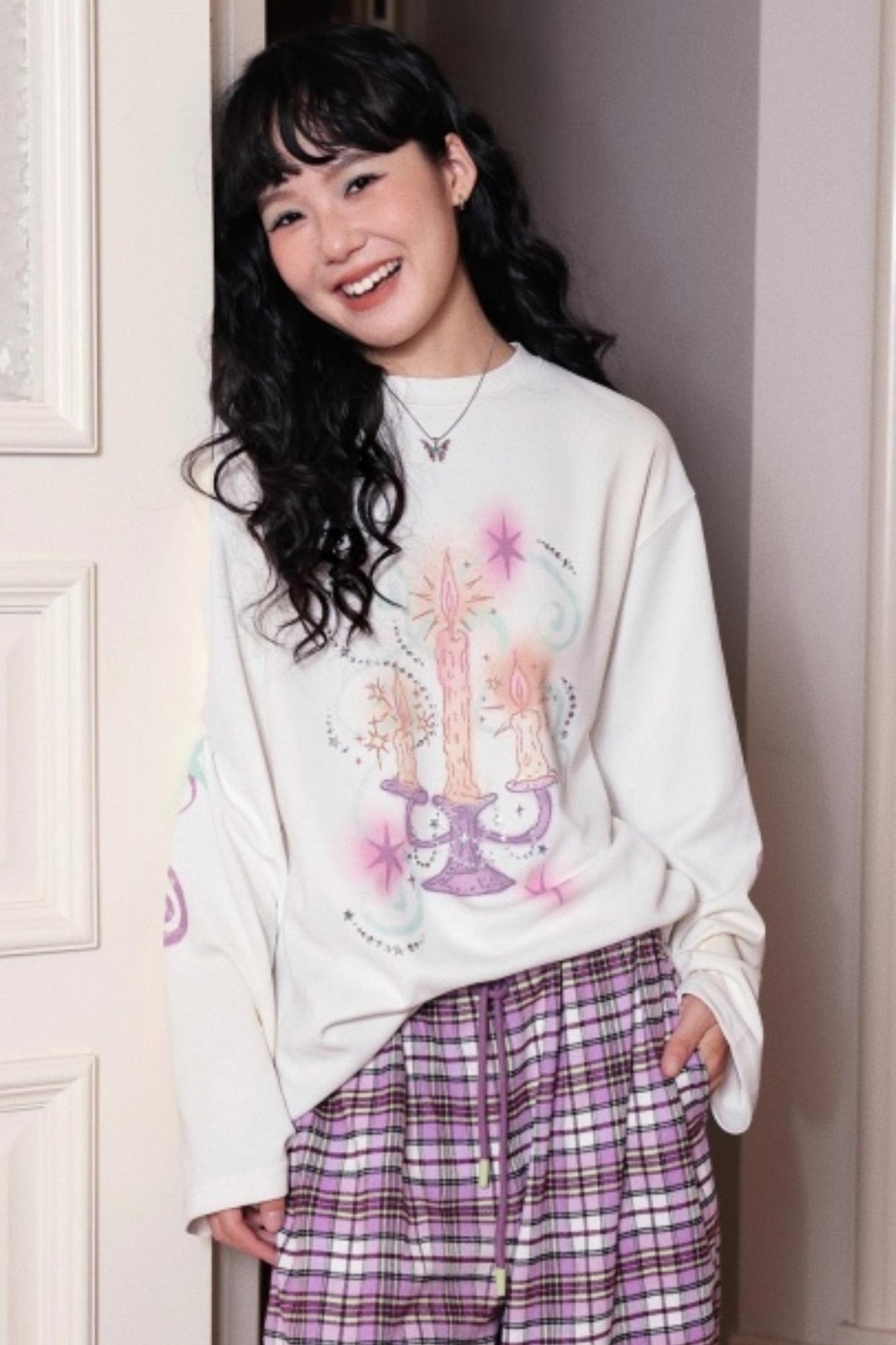 Candlestick Print White T-Shirt