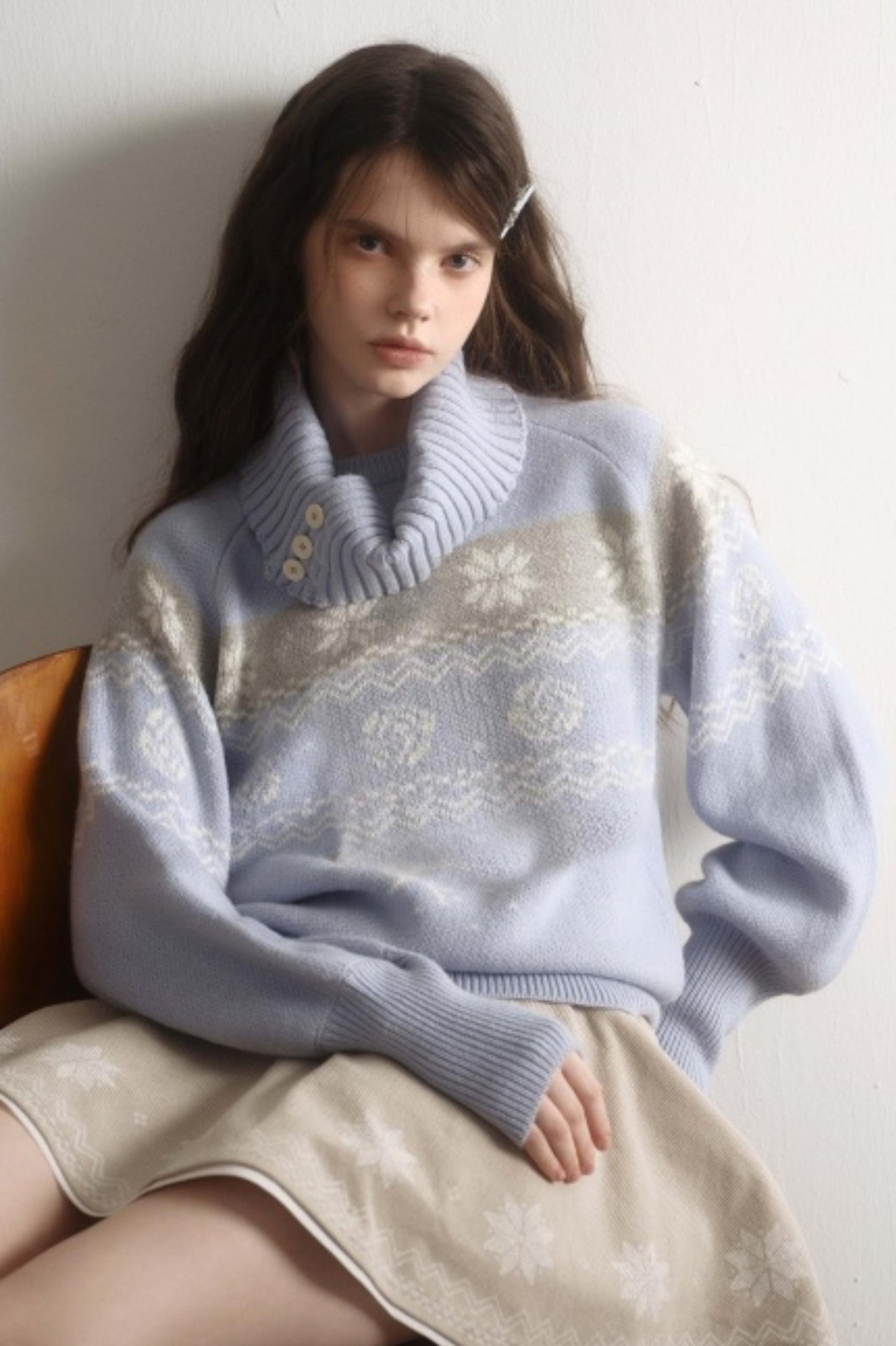 Velvet Cat Patch Wool Sweater Set-Up