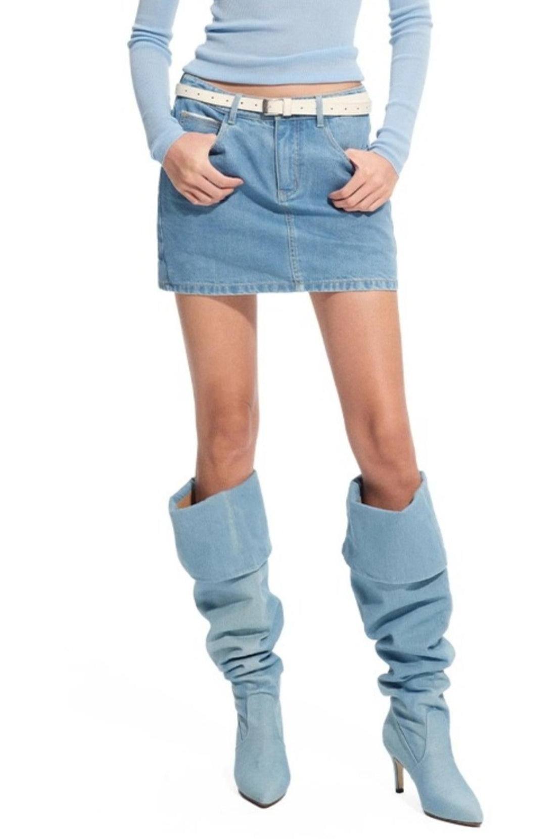 Red-eared Modern Denim Skirt