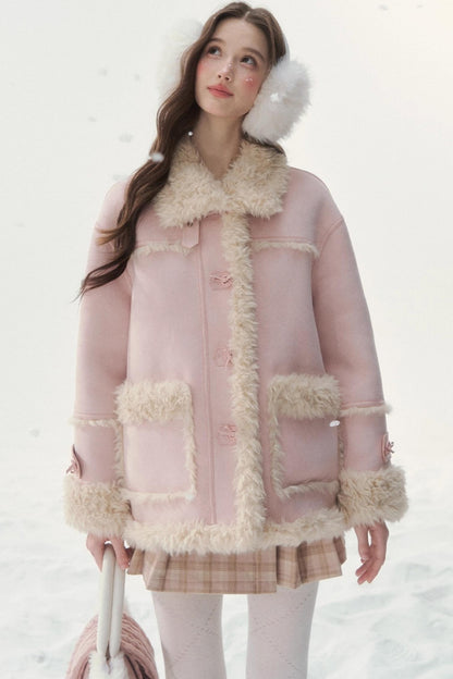 Pink and Blue Reversible Fur Coat