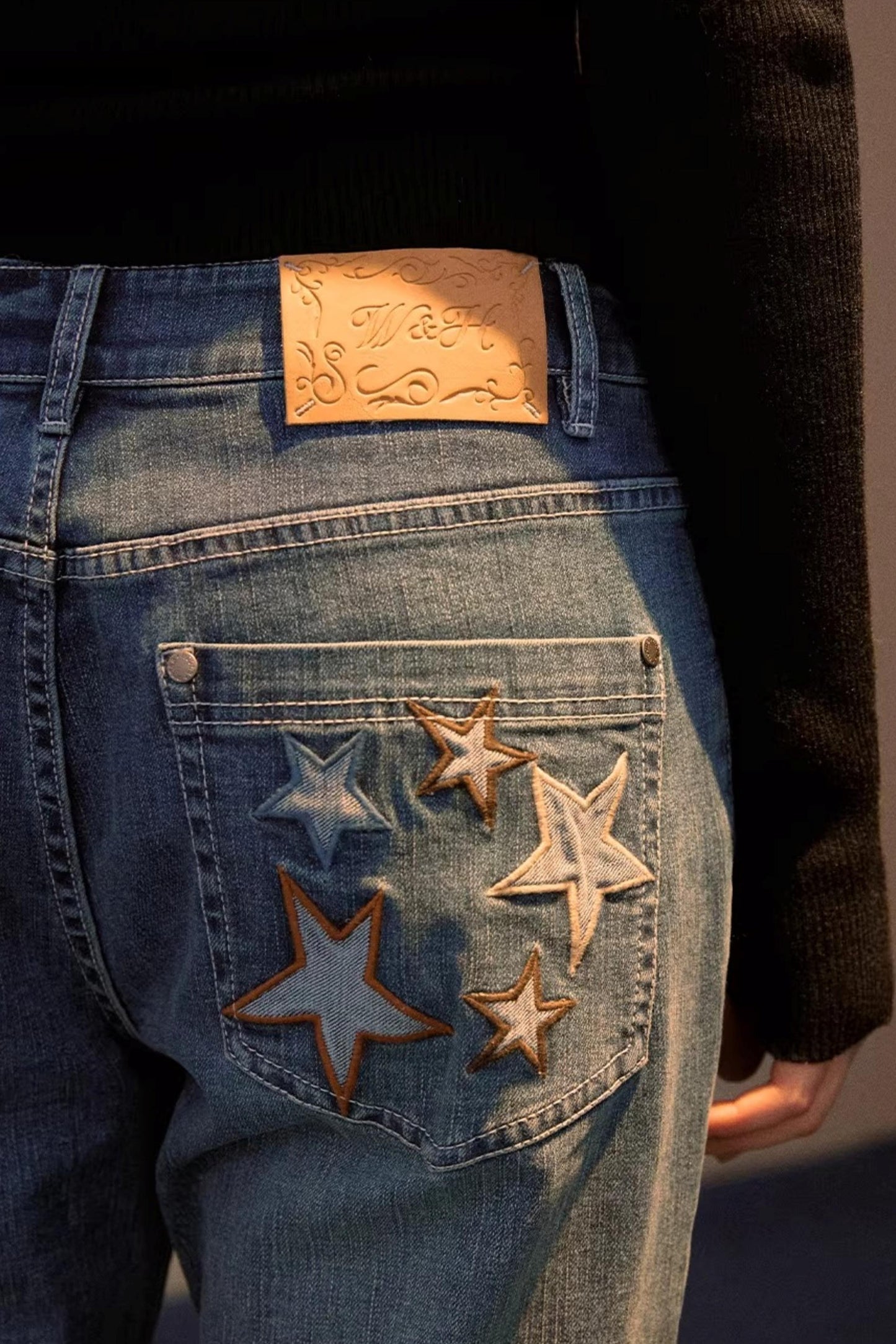 Vintage Star Patch Denim Pants