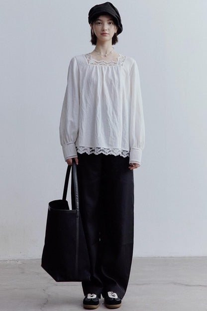 Lace Stitching Heavy Work Cuffs Shirt