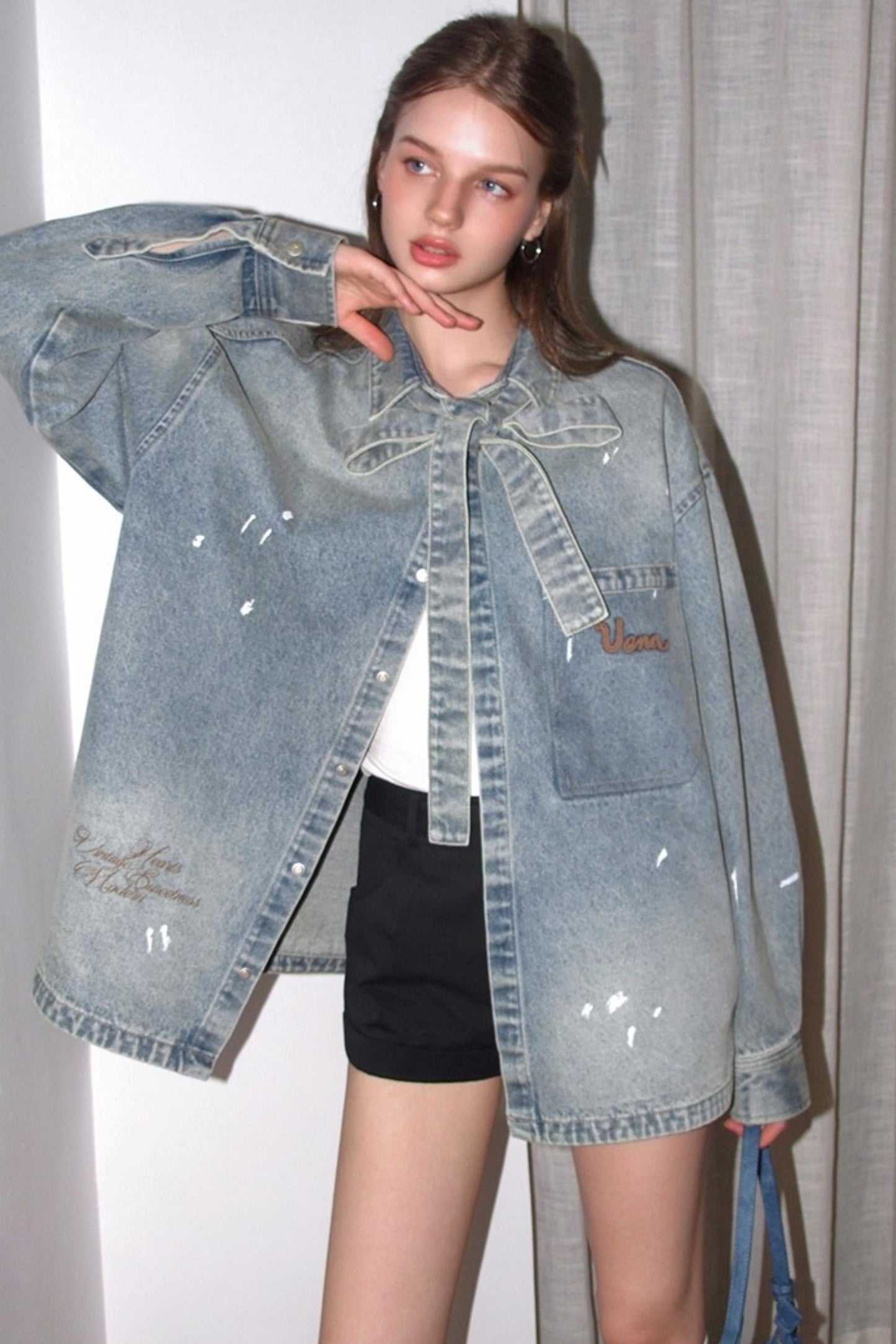 Washed Distressed Loose Denim Jacket