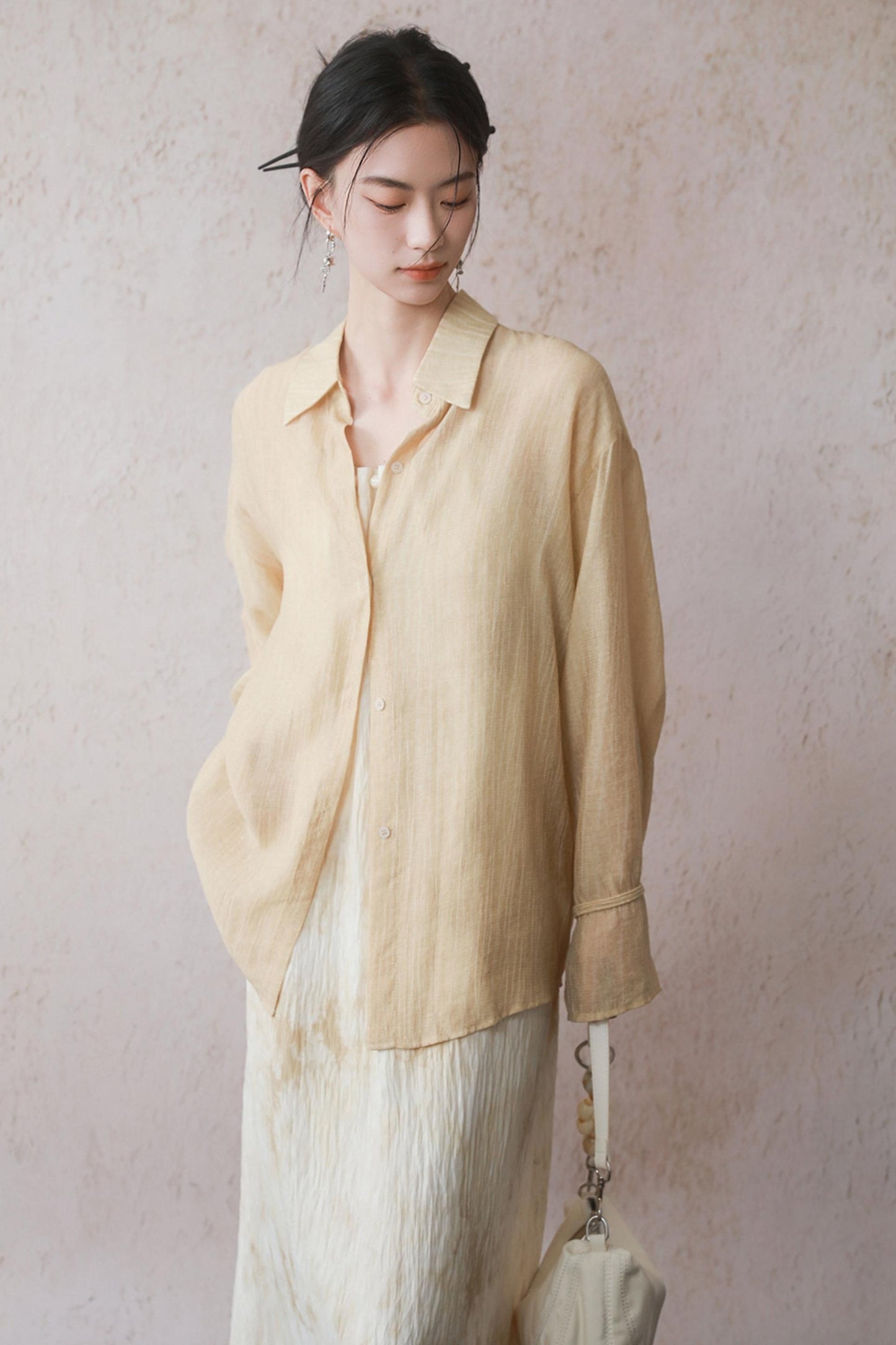 Sun-Protective Yellow Striped Shirt