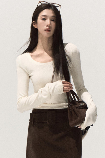 Wool Slim-Fit Lace Top