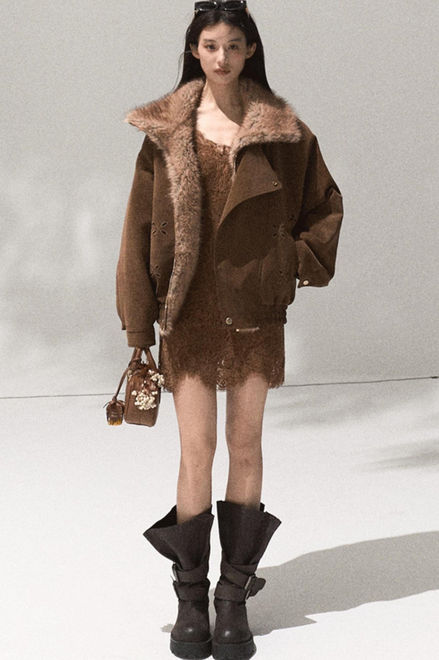 Heavy Velvet Lace Short Dress