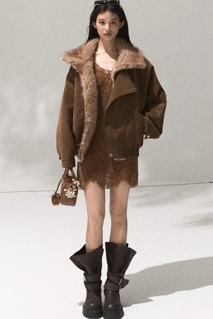 Heavy Velvet Lace Short Dress