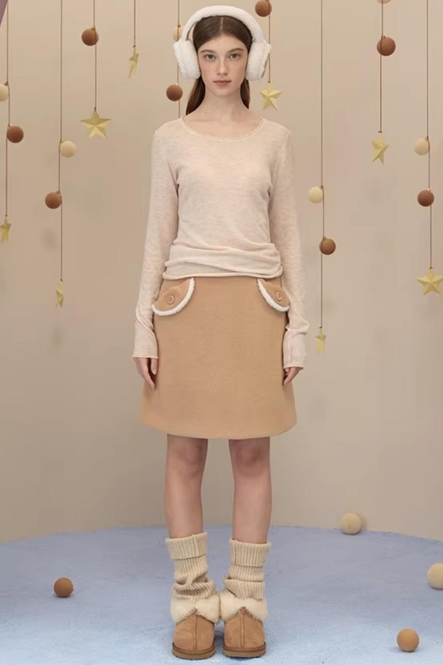 Snow Season Wool A-Line Skirt
