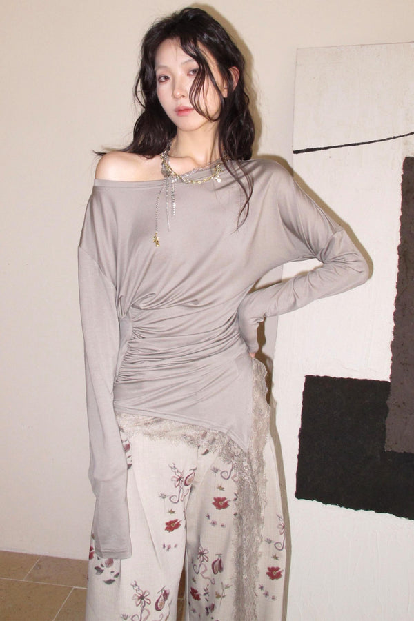 Lace Flutter Tencel Asymmetrical Tee