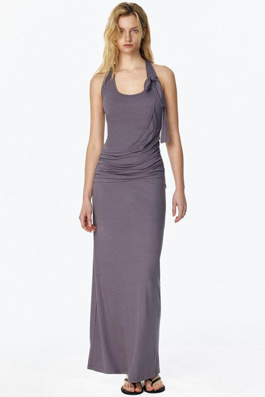 Draped Halterneck Maxi Dress