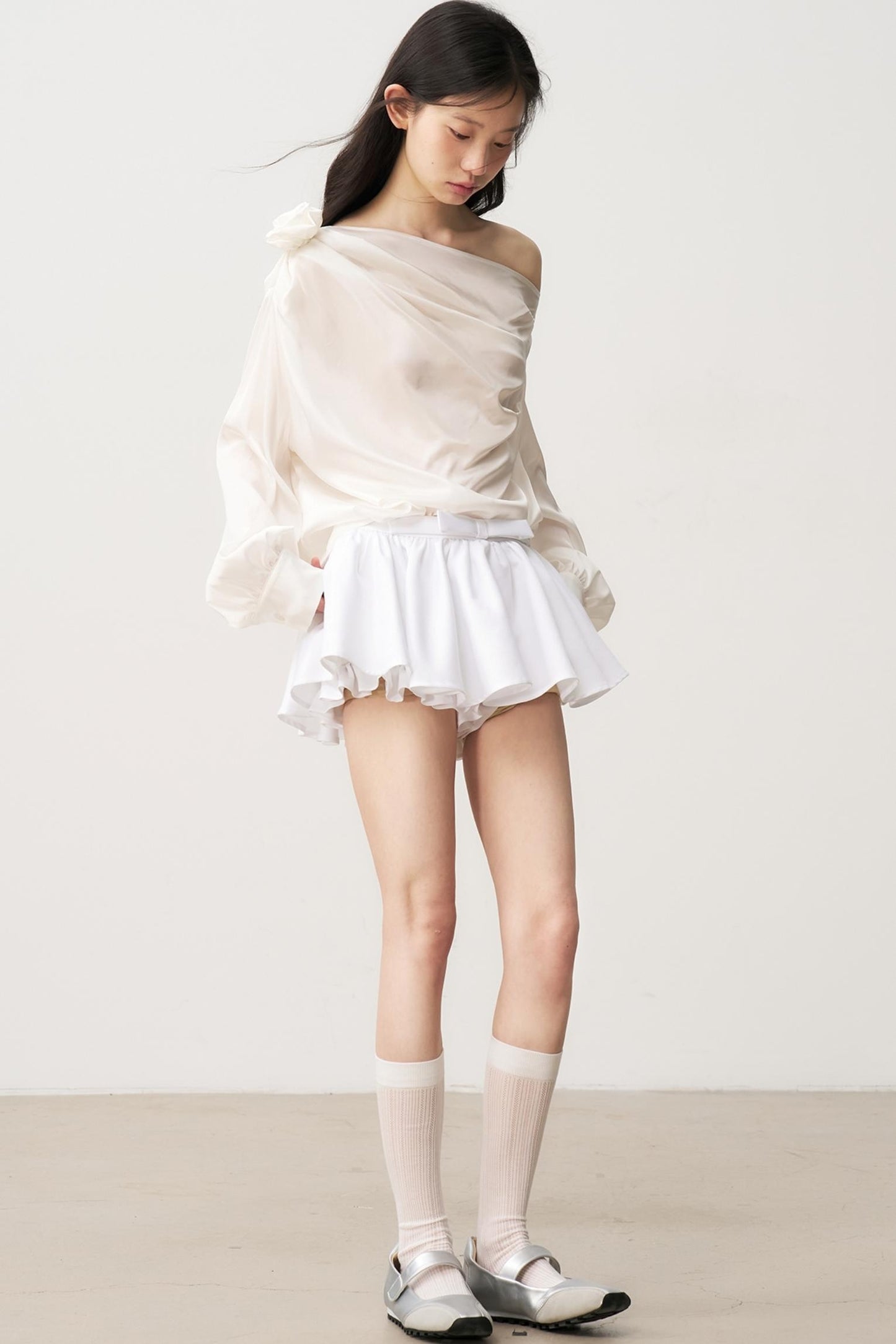 Satin Pleated Mini Skirt