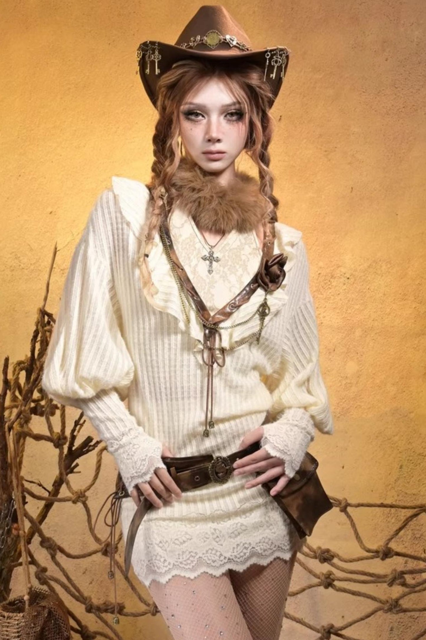 Punk Retro Knitted Dress Set-Up