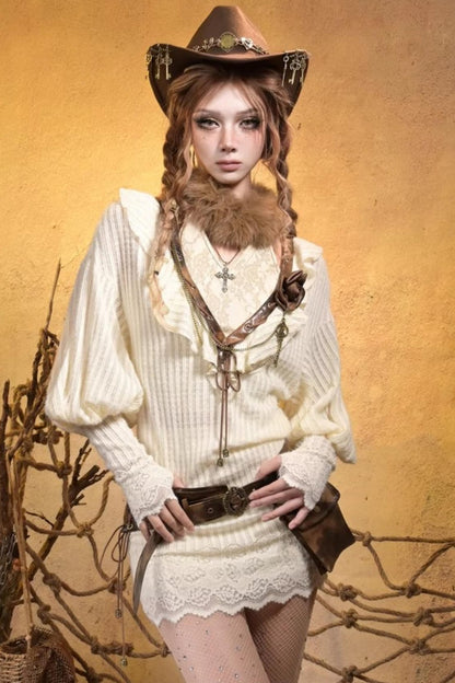 Punk Retro Knitted Dress Set-Up