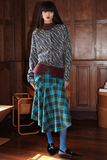 Vintage Check Wool-Blend Skirt