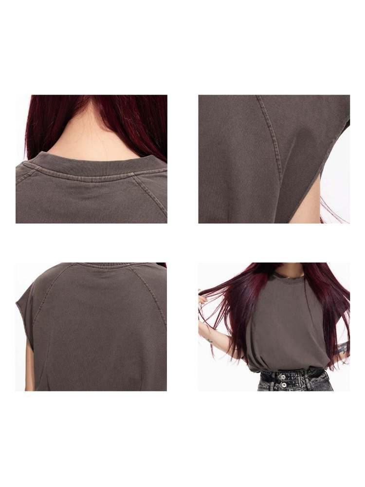 Loose Solid Color Sleeveless Cotton Tops