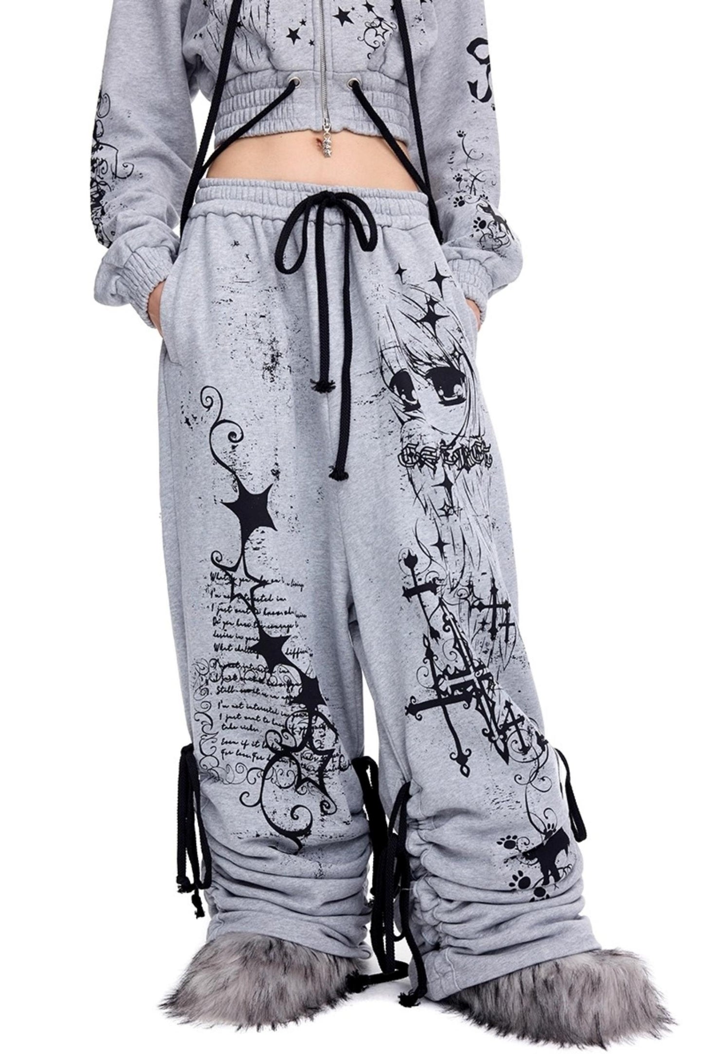 Graffiti Print Drawstring Sweatpants