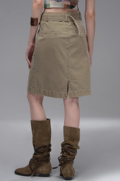 Wandering Cotton Denim Cargo Skirt
