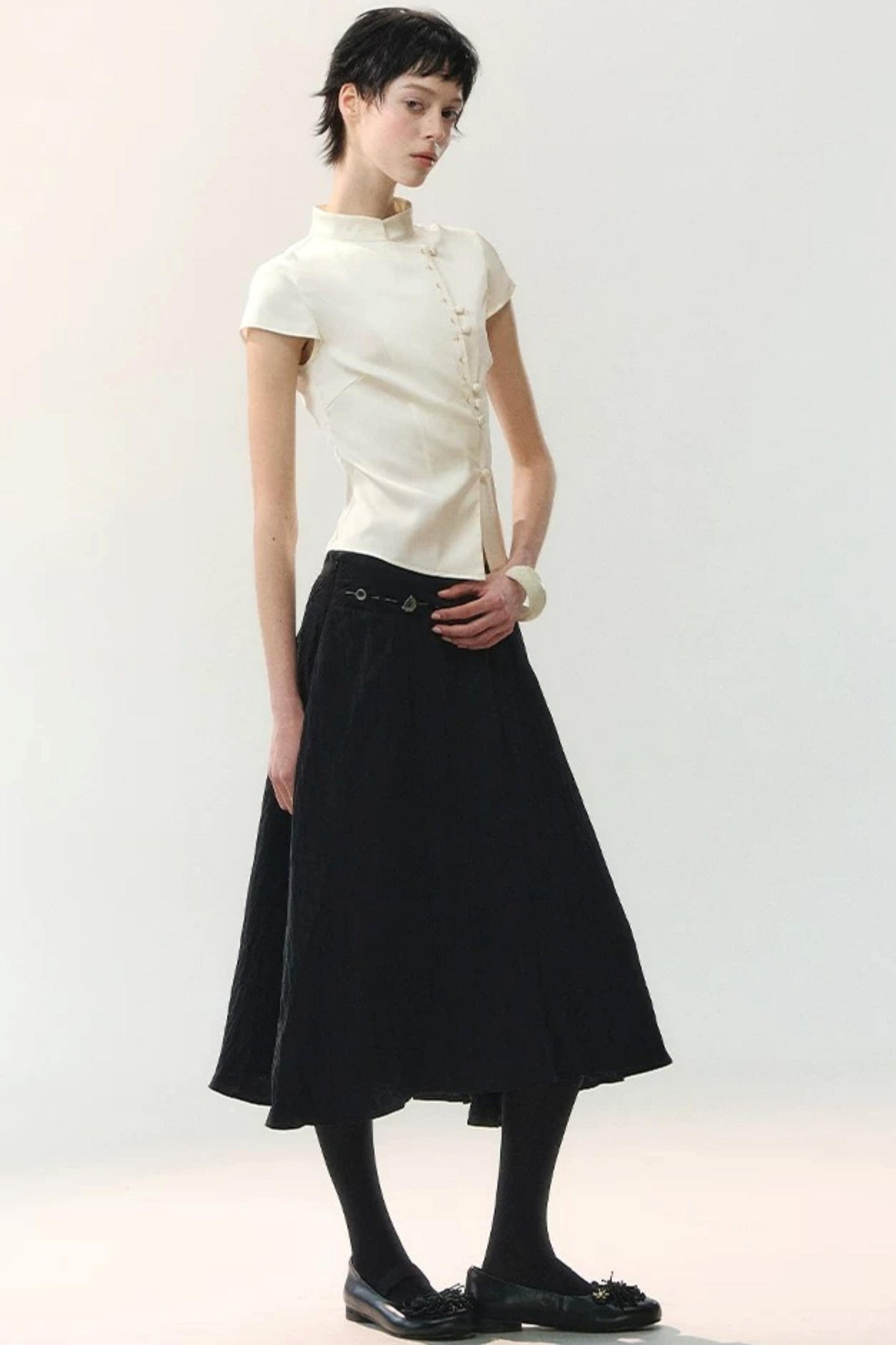 Plain Satin Embroidered Shirt