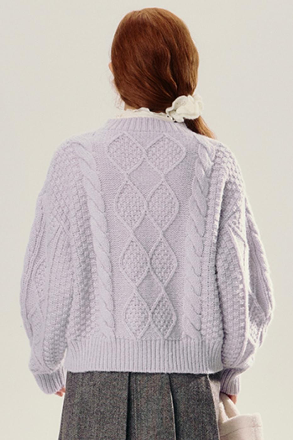 Purple V-Neck Pullover Knit Sweater