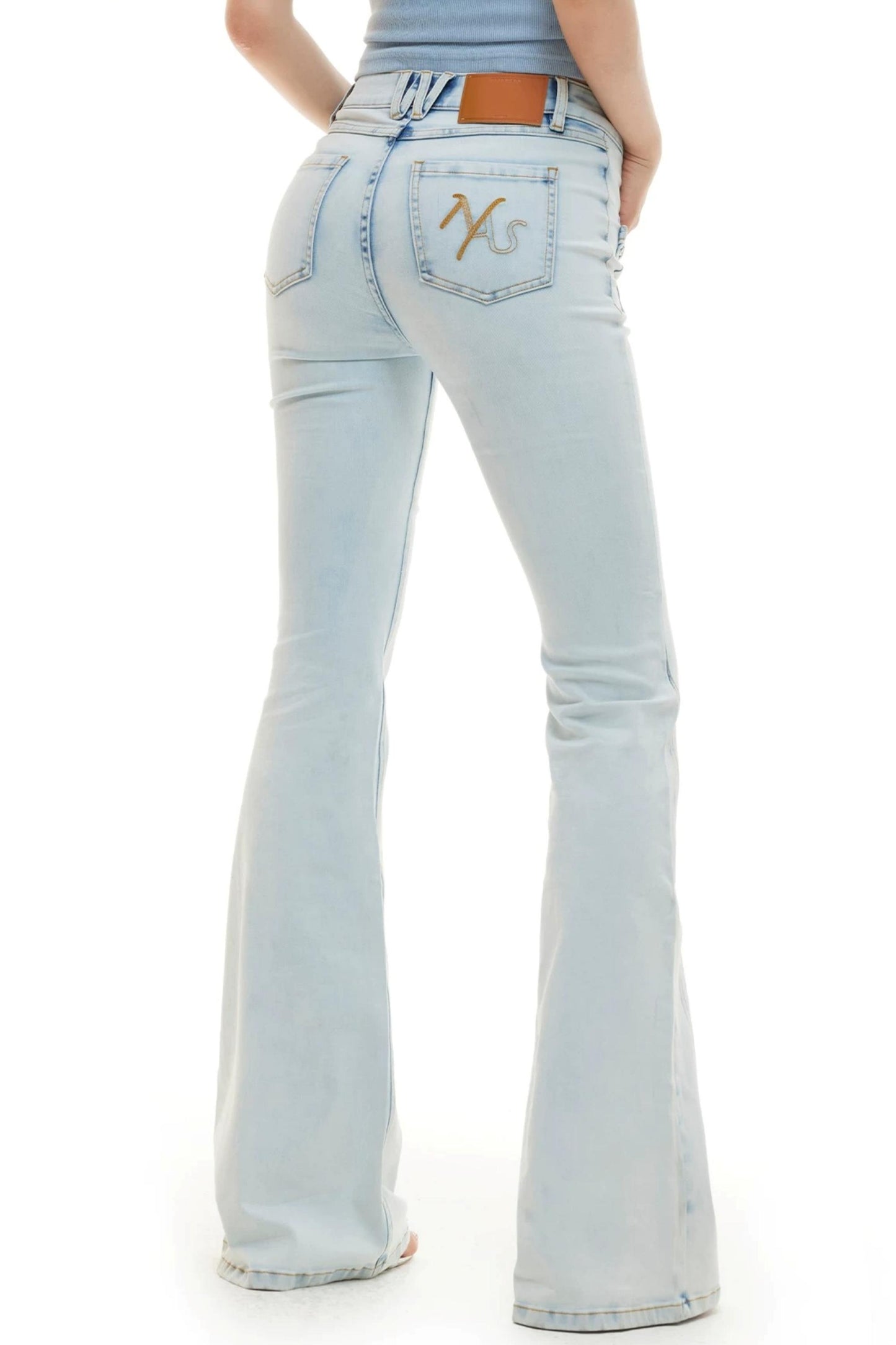 Hand-Woven Denim Flared Pants
