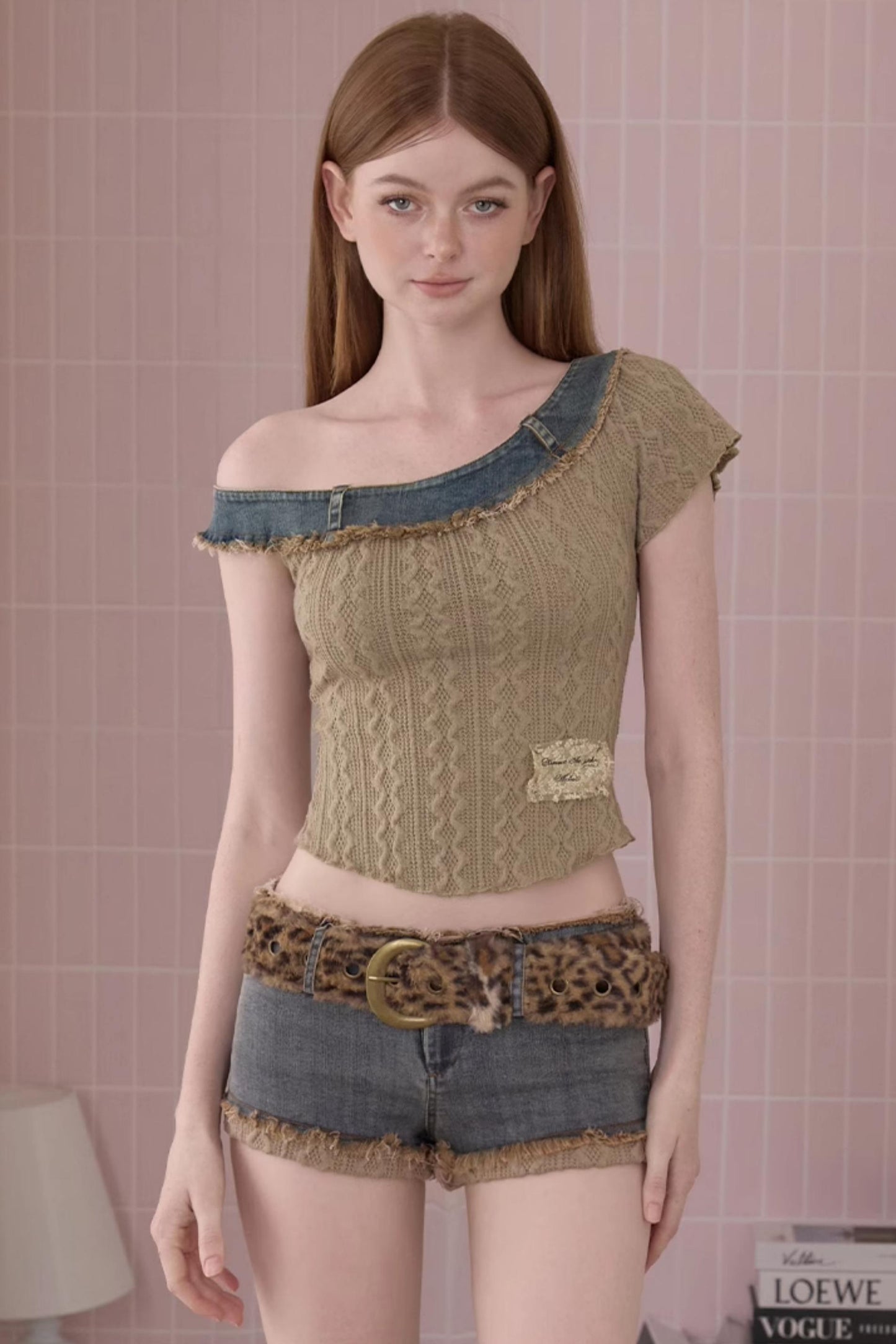 Summer Asymmetrical Denim-Knit Tee