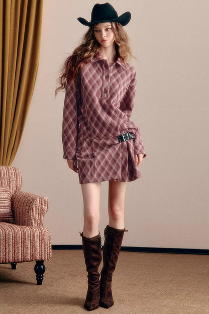 Vintage Plaid Shirt Dress