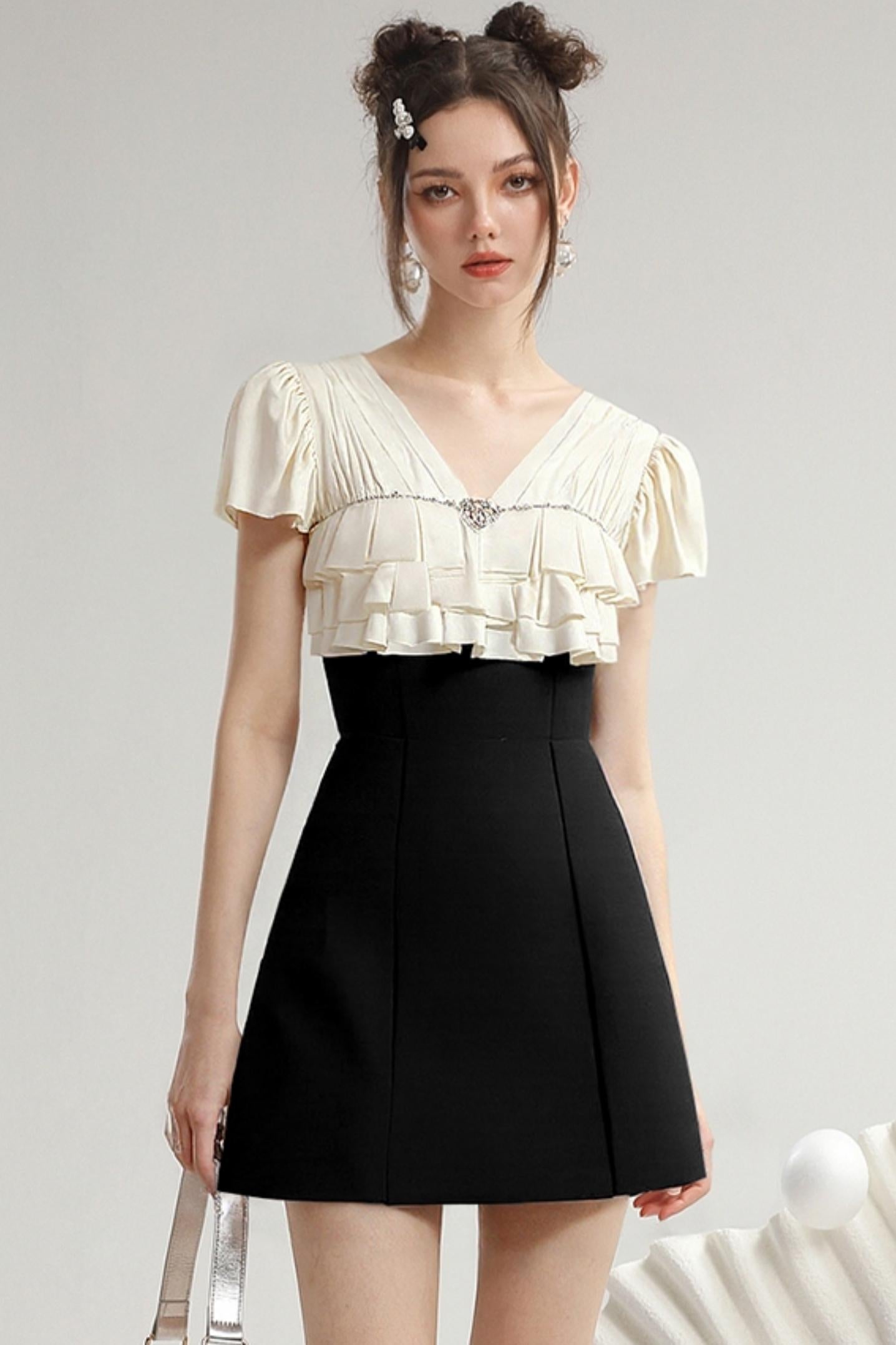 Ruffle Diamond Mini Dress