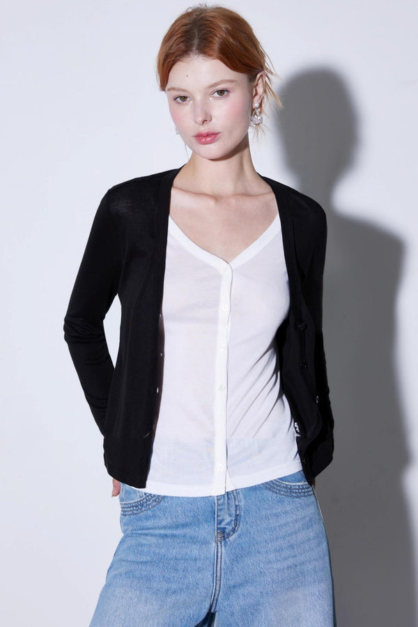 Mulberry Silk Long-Sleeved Cardigan