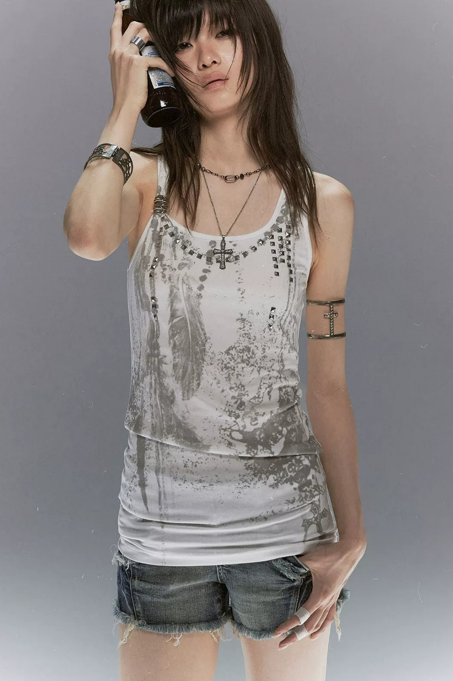 Tribal Feather Print Tencel Camisole