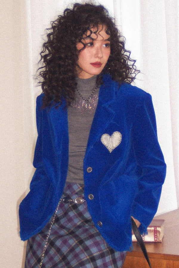 Heart Embroidered Royal Blazer