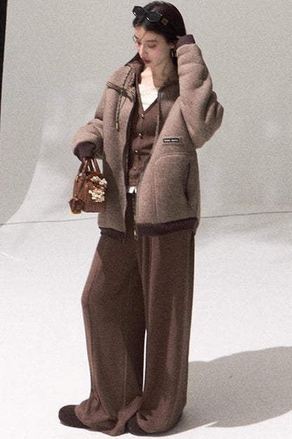 Tears Knit Top & Wide-Leg Pants Set-Up