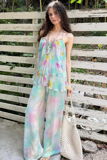 Rose Silk Chiffon Skirt Set-Up