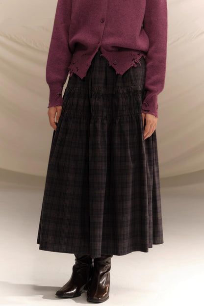 Vintage College Plaid Pleated Skirt