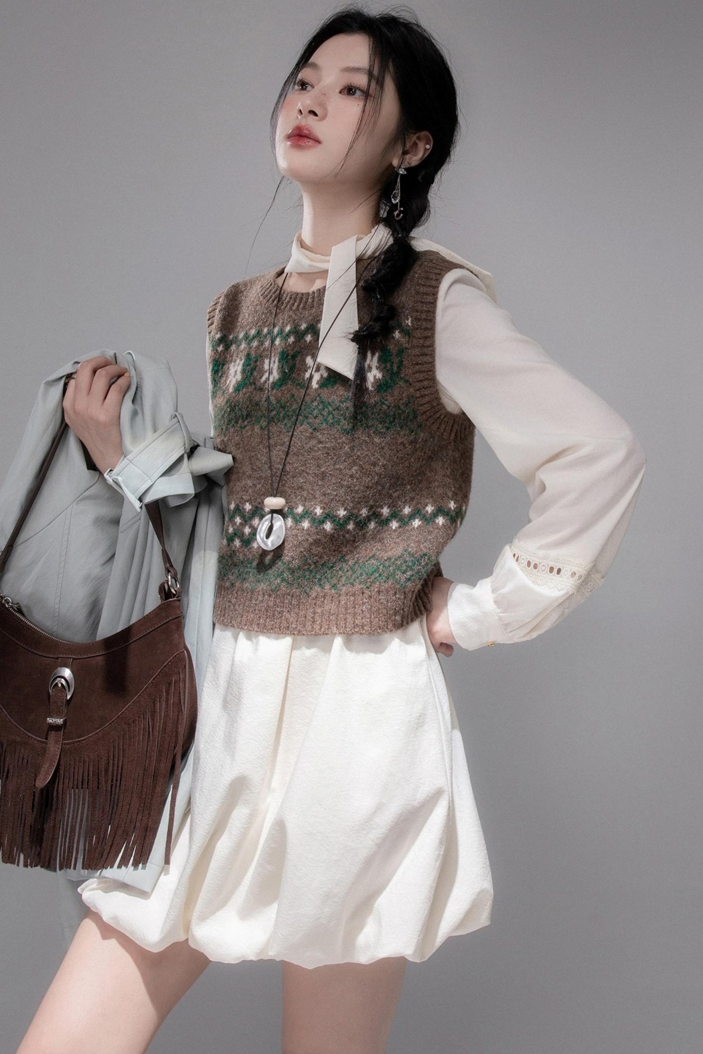 Contrasting Diamond Plaid Vest