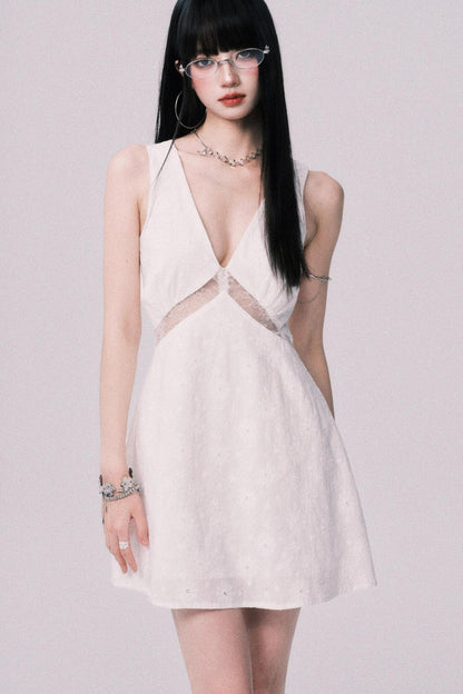 Summer Lace V-Neck Vest Dress