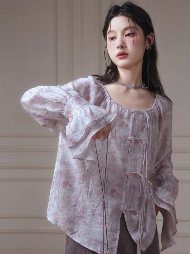 Floral Layered Sleeves Shirt