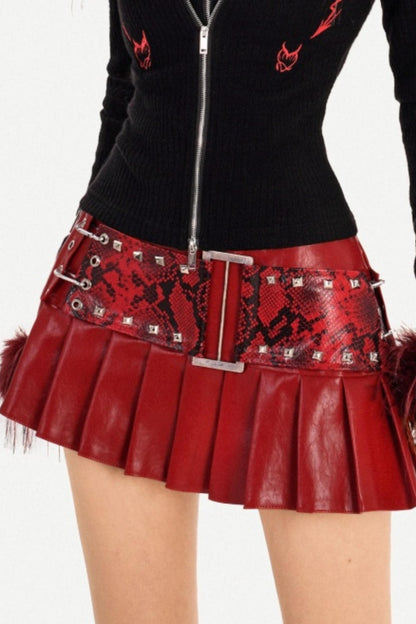 Dark Red Leather Skirt