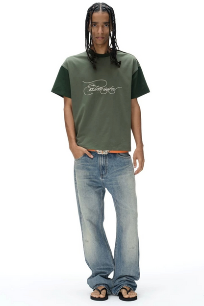 Exitmode Retro Distressed Floral Embroidery T-Shirt