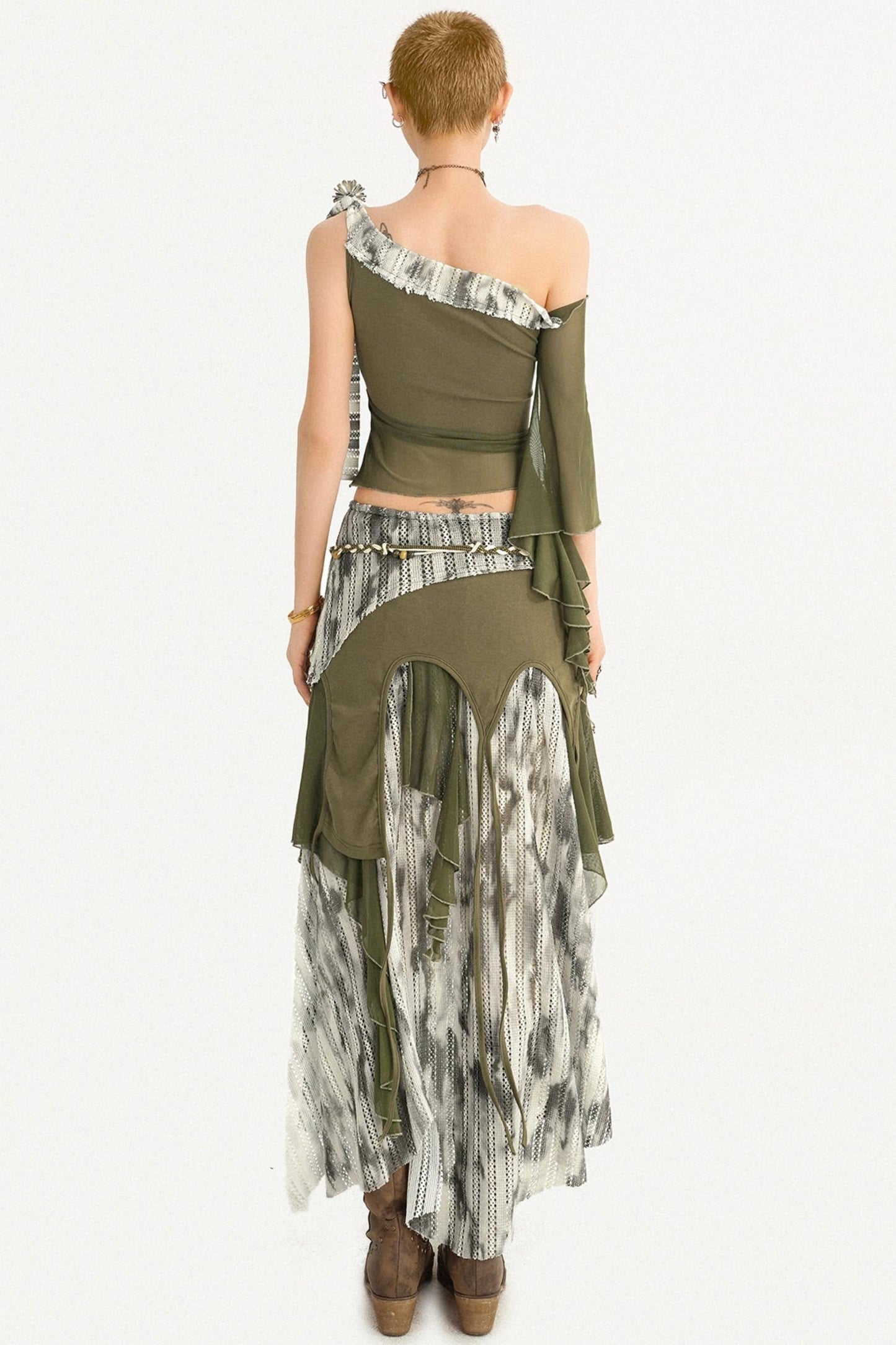 Vintage Print Off-Shoulder Set-Up
