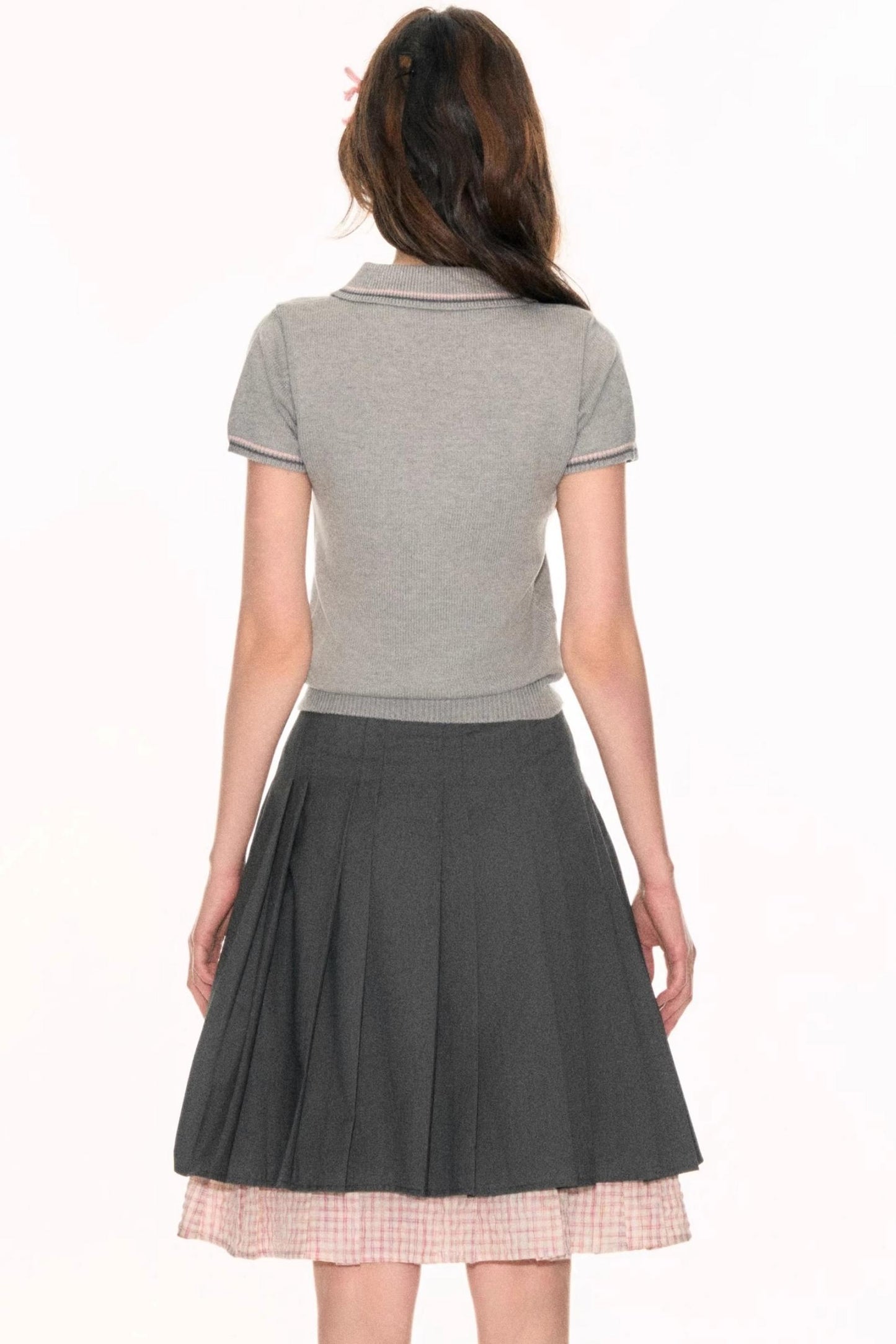 Double Plaid Pleated Skirt