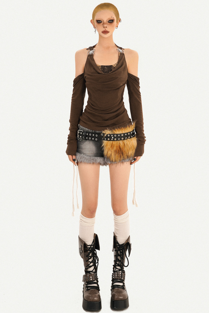 Off-Shoulder Halter Top