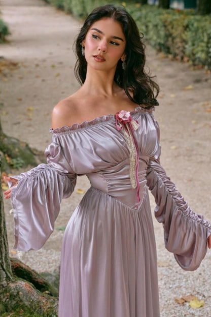 Satin Parthenon One-Shoulder Dress