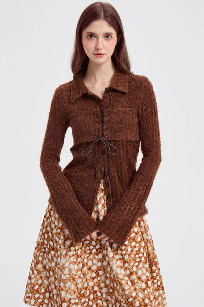 Autumn Corduroy Leopard Polka Dot Skirt